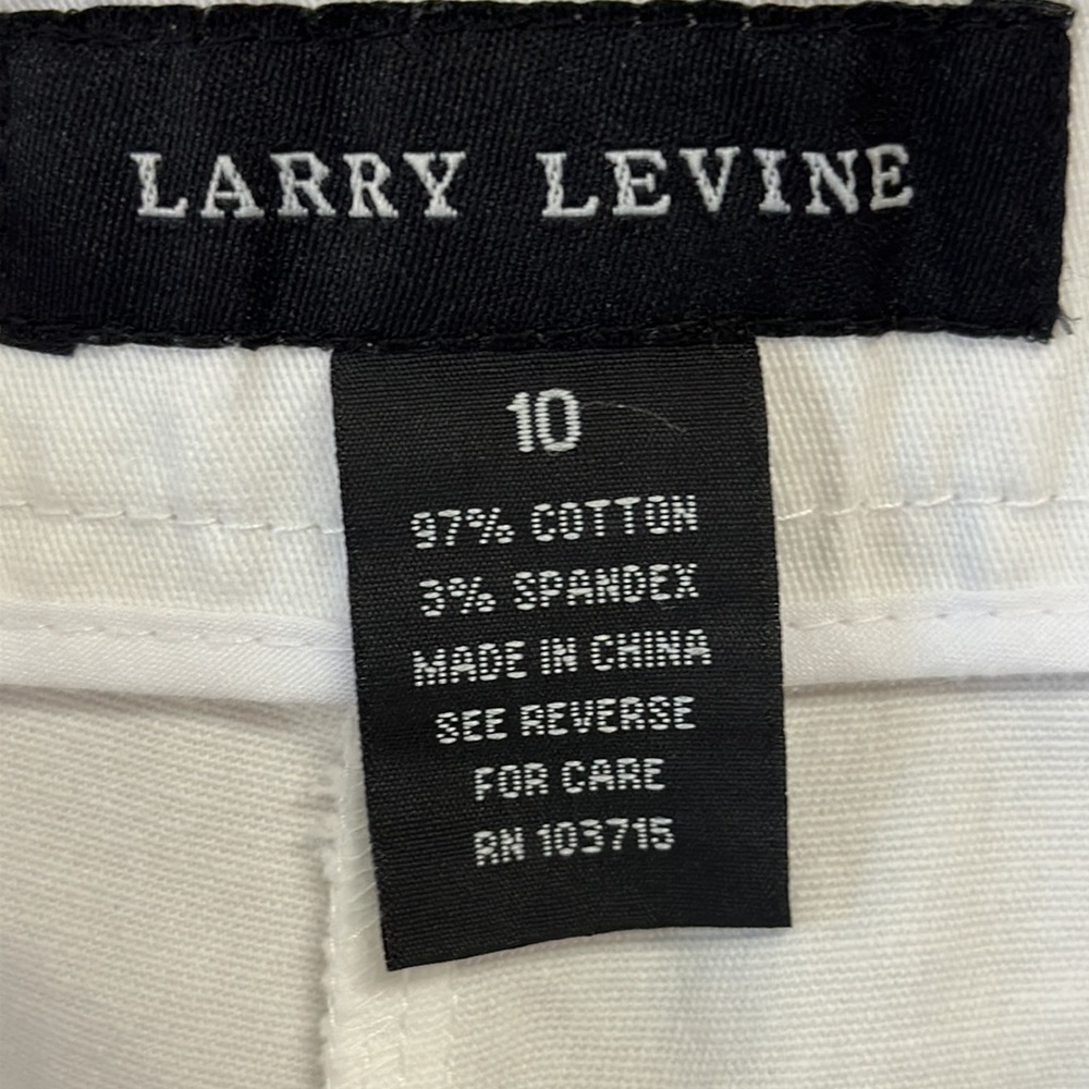 Larry Levine White Cotton Shorts Size 10 - Picture 5 of 6
